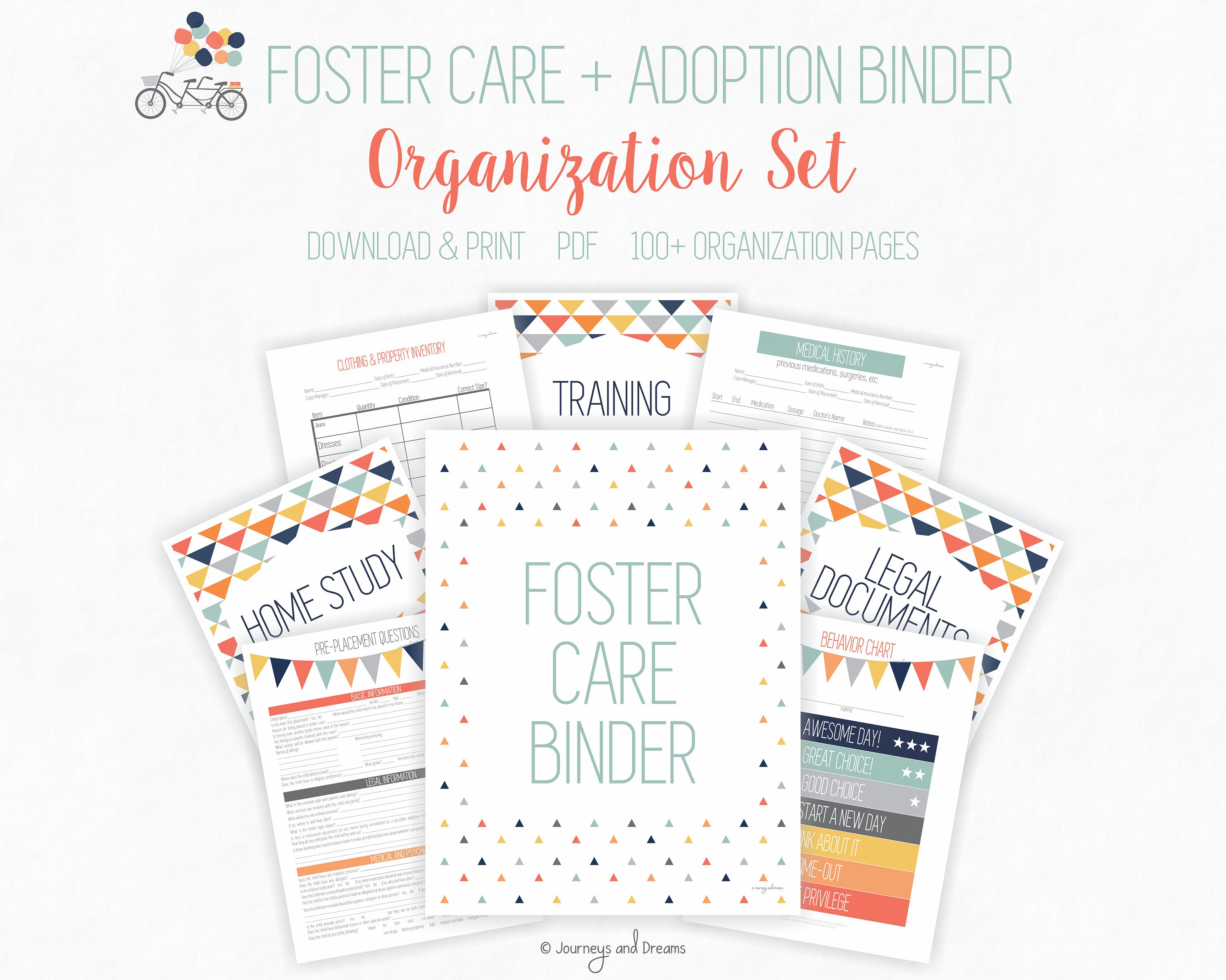Foster Care / Adoption Organization Binder . 100 Pages . 8.5 X 11 in ...