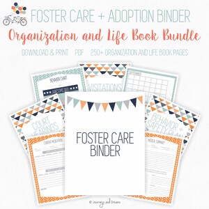 Foster Care / Adoption Bundle Binder . 250 Pages . 8.5 x 11 in . Printable . DIGITAL DOWNLOAD . Party Series Blue/Orange image 2