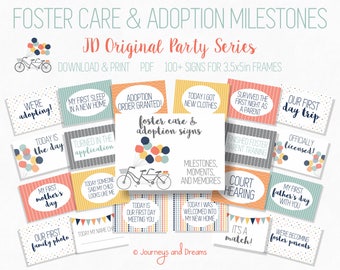 Foster Care and Adoption Milestone Signs . 100+ Signs!  . 3.5x5 . Photo Prop  .  PRINTABLE . DIGITAL DOWNLOAD . Original Party Series