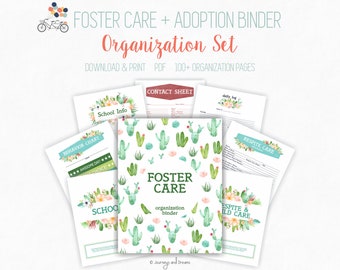 Foster Care / Adoption Organization Binder . 100+ Pages! .  8.5 x 11 in . Printable . DIGITAL DOWNLOAD . Cacti and Succulents Series