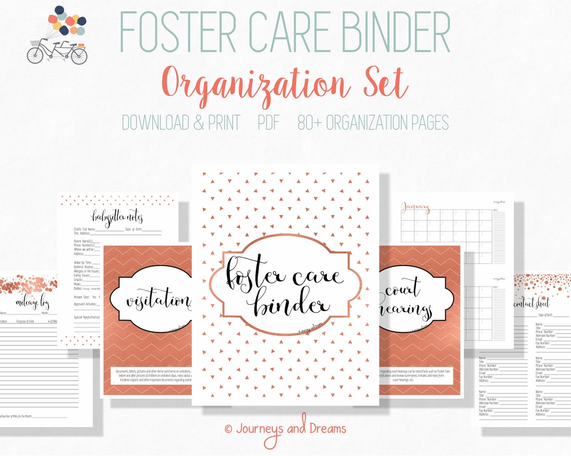 Foster Care Organization Binder . 80 Pages . 8.5x11 . PRINTABLE ...