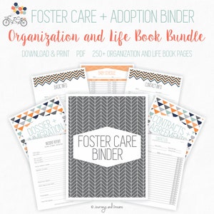 Foster Care / Adoption Bundle Binder . 250 Pages . 8.5 x 11 in . Printable . DIGITAL DOWNLOAD . Party Series Blue/Orange image 4