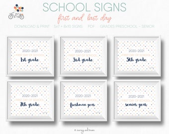 School Signs . First + Last Day of School Signs . 8x10 . 5x7 . Photo Prop . PRINTABLE . DIGITAL DOWNLOAD . Geometric Triangle Series