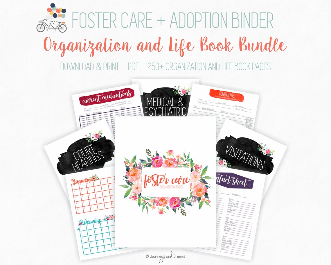 Foster Care / Adoption Bundle Binder . 250 Pages . 8.5 X 11 in