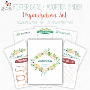 Foster Care / Adoption Organization Binder . 100 Pages . 8.5 x 11 in . Printable . DIGITAL DOWNLOAD . Cacti and Succulents Series image 4