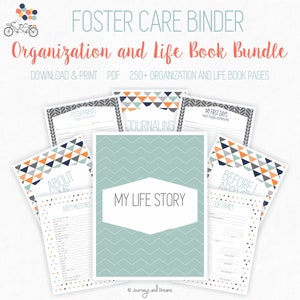 Foster Care / Adoption Bundle Binder . 250 Pages . 8.5 x 11 in . Printable . DIGITAL DOWNLOAD . Party Series Blue/Orange image 8