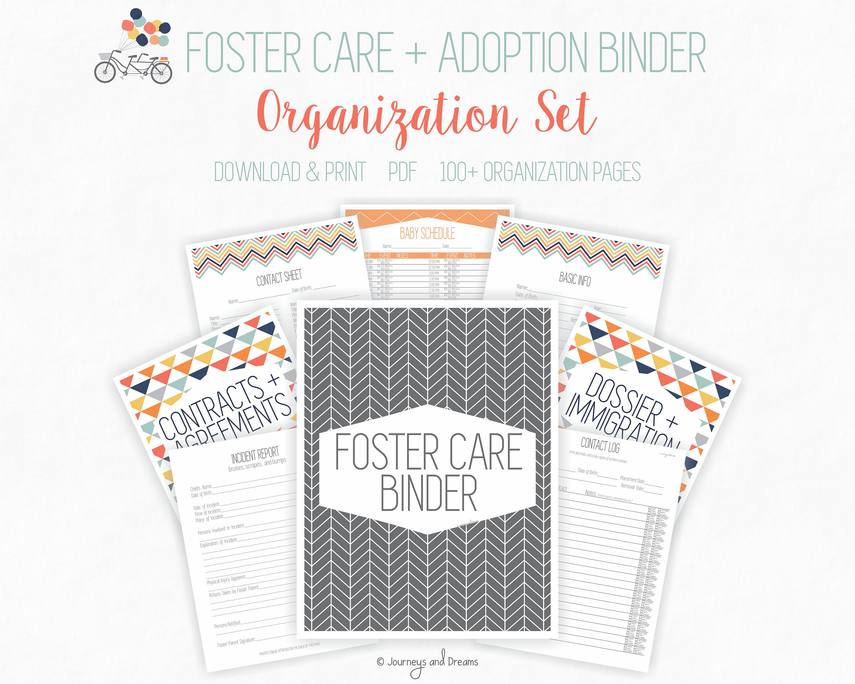 Foster Care / Adoption Organization Binder . 100 Pages . 8.5 X 11 in ...