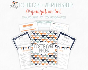 Foster Care / Adoption Organization Binder . 100+ Pages! .  8.5 x 11 in . Printable . DIGITAL DOWNLOAD . Party Series Blue/Orange