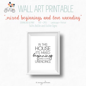 In diesem Haus ist es gemischte Anfänge. Wandkunst. Typografie . DRUCKBAR. DIGITALER DOWNLOAD. 5x7 . 8x10 . 11x14. Zitat . Wohndekor. Geschenk