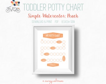 Toddler Potty Training Chart . 8.5x11 Sign . PRINTABLE . DIGITAL DOWNLOAD . Watercolor Peach