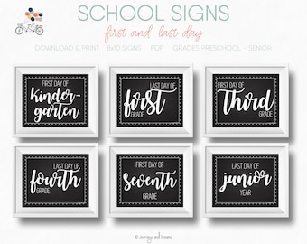 School Signs  .  First + Last Day of School Signs  .  8x10 .  Photo Prop  .  PRINTABLE . DIGITAL DOWNLOAD .  Simple Chalkboard Series