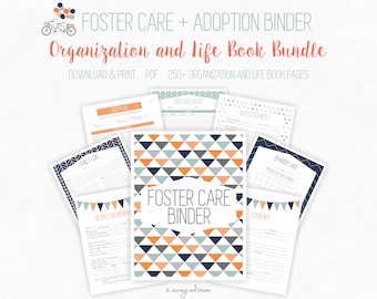 Foster Care / Adoption Bundle Binder . 250+ Pages! .  8.5 x 11 in . Printable . DIGITAL DOWNLOAD . Party Series Blue/Orange