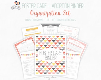 Foster Care / Adoption Organization Binder . 100+ Pages! .  8.5 x 11 in . Printable . DIGITAL DOWNLOAD . Party Series Pink/Yellow