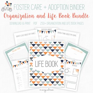 Foster Care / Adoption Bundle Binder . 250 Pages . 8.5 x 11 in . Printable . DIGITAL DOWNLOAD . Party Series Blue/Orange image 6