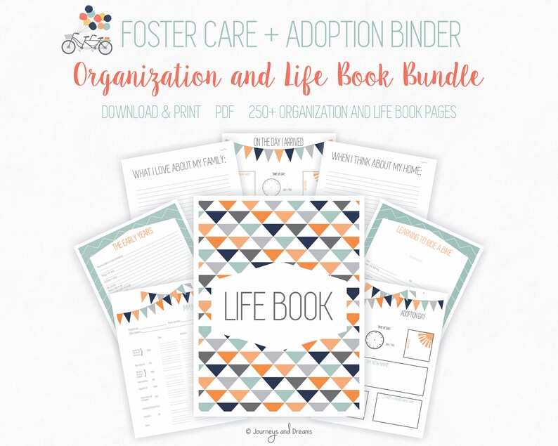 Foster Care / Adoption Bundle Binder . 250 Pages . 8.5 x 11 in . Printable . DIGITAL DOWNLOAD . Party Series Blue/Orange image 6