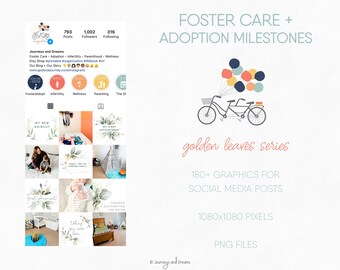 Foster Care and Adoption Milestone Signs . 180+ Signs!  . Social Media Posts  .  PNG  . DIGITAL DOWNLOAD . Golden Leaves Series