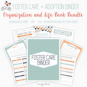 Foster Care / Adoption Bundle Binder . 250 Pages . 8.5 x 11 in . Printable . DIGITAL DOWNLOAD . Party Series Blue/Orange image 3