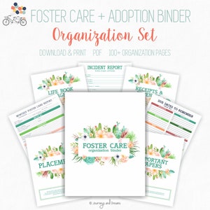 Foster Care / Adoption Organization Binder . 100 Pages . 8.5 x 11 in . Printable . DIGITAL DOWNLOAD . Cacti and Succulents Series image 3