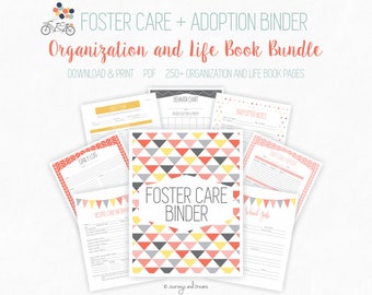 Foster Care / Adoption Bundle Binder . 250+ Pages! .  8.5 x 11 in . Printable . DIGITAL DOWNLOAD . Party Series Pink / Yellow