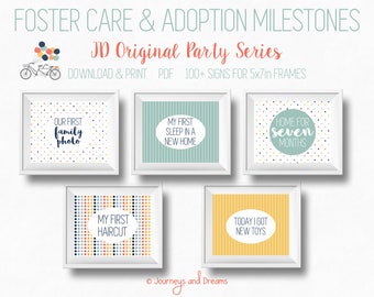 Foster Care and Adoption Milestone Signs . 100+ Signs!  . 5x7 . Photo Prop  .  PRINTABLE . DIGITAL DOWNLOAD . Original Party Series