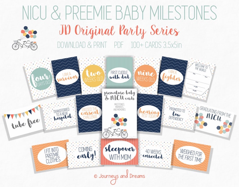 Photo Prop Preemie 100+ Signs DIGITAL DOWNLOAD Printable FosterAdoptive Baby Milestone Signs Original Party Series NICU 3.5x5