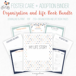 Foster Care / Adoption Bundle Binder . 250 Pages . 8.5 x 11 in . Printable . DIGITAL DOWNLOAD . Party Series Blue/Orange image 7