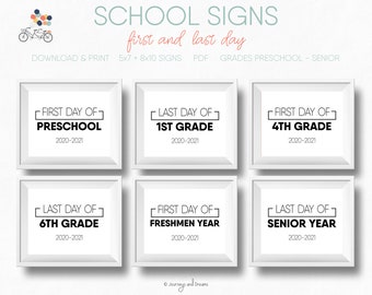 School Signs . First + Last Day of School Signs . 8x10 . 5x7 . Photo Prop . PRINTABLE . DIGITAL DOWNLOAD . Black and White Simple Series