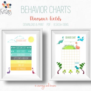 Behavior Chart . 8.5x11 Sign . PRINTABLE . DIGITAL DOWNLOAD .  Dinosaur Fields Series