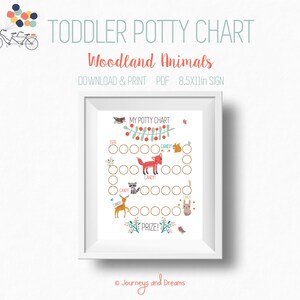 Toddler Potty Training Chart . 8.5x11 Sign . PRINTABLE . DIGITAL DOWNLOAD . Woodland Animals