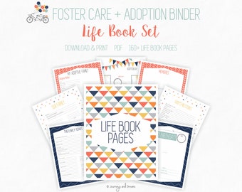 Foster Care / Adoption Life Book Binder . 160+ Pages! .  8.5 x 11 in . Printable . DIGITAL DOWNLOAD . Original Party Series