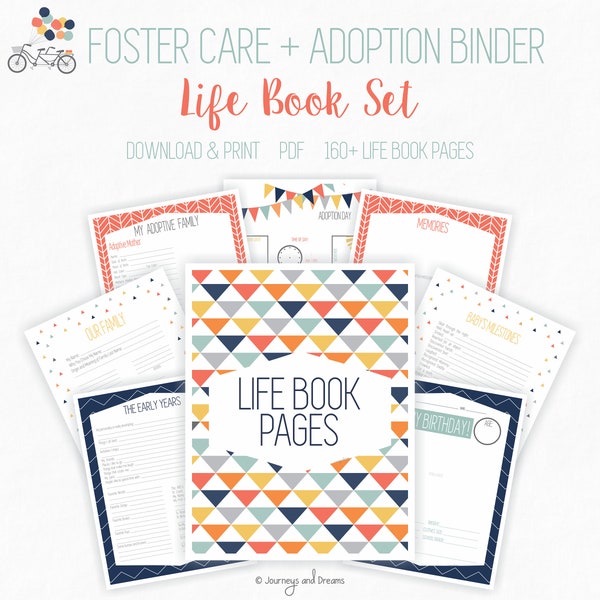 Foster Care / Adoption Life Book Binder . 160+ Pages! .  8.5 x 11 in . Printable . DIGITAL DOWNLOAD . Original Party Series