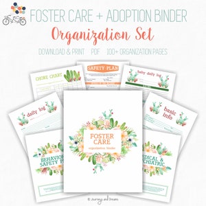 Foster Care / Adoption Organization Binder . 100 Pages . 8.5 x 11 in . Printable . DIGITAL DOWNLOAD . Cacti and Succulents Series image 7
