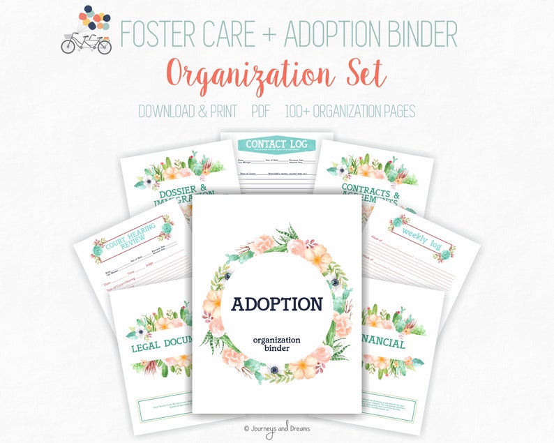 Foster Care / Adoption Organization Binder . 100 Pages . 8.5 x 11 in . Printable . DIGITAL DOWNLOAD . Cacti and Succulents Series image 6