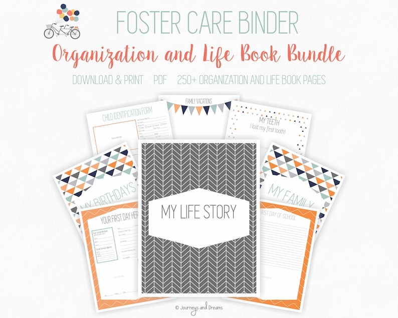 Foster Care / Adoption Bundle Binder . 250 Pages . 8.5 x 11 in . Printable . DIGITAL DOWNLOAD . Party Series Blue/Orange image 9