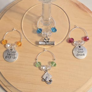 Graduation wineglass charms, Graduation gifts, glass markers, grad charms