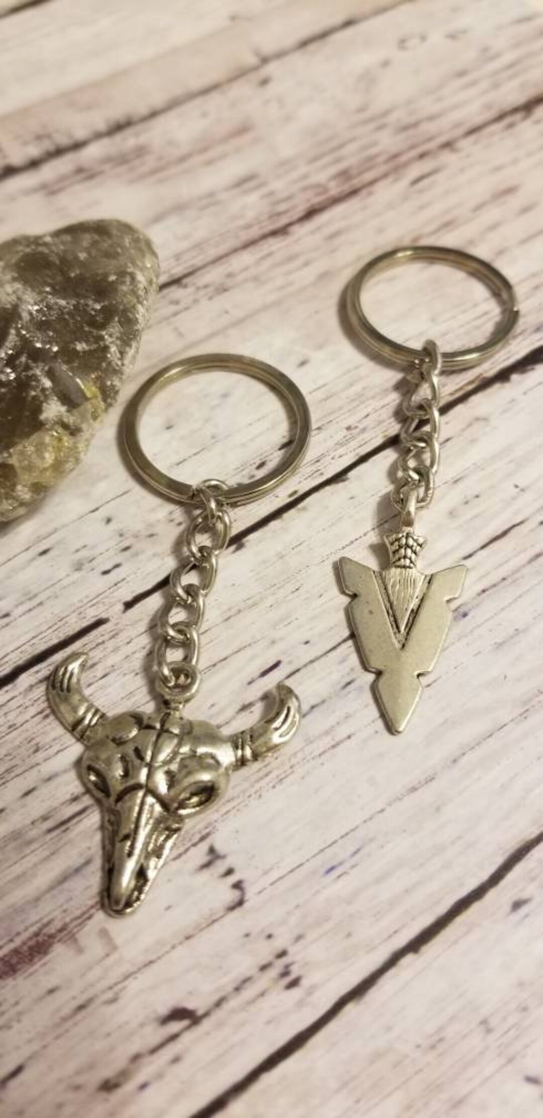 Bullhead Keychain, Arrowhead Keychain, Western Keychain - Etsy