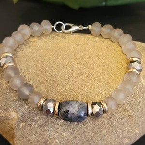 Black tourmaline stone bracelet, staking bracelet, beaded bracelet