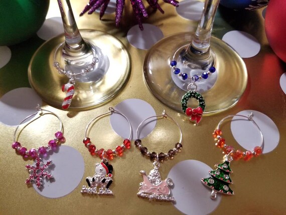 Christmas Wine Glass Charms, Wine Glass Markers, Housewarming Gifts,  Christmas Party Gifts - Etsy