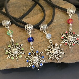 Whimsical Sun choker, sun charm choker, leather choker, celestial jewelry