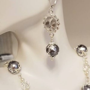 Pearl necklace, pearl pendant necklace and earrings set, bridal jewelry