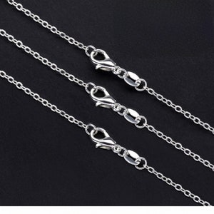 Set of 5, .925 silver plated chain, silver necklace chain, 18&quot; Diy chain bulk, dainty chain