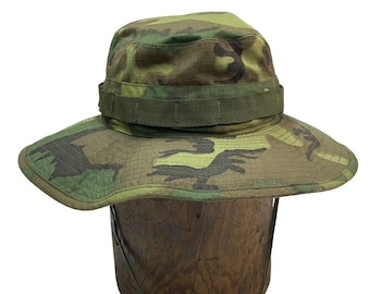 Vintage 1968 ERDL Boonie Hat 6 7/8 ~ Jungle Camo Vietnam Rip Stop Type 2