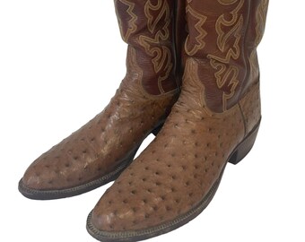 Vintage Justin 8931 Full Quill Ostrich Cowboy Boots – Tan, Size 10D 1990s Vintage Justin 8931 Full Quill Ostrich Cowboy Boots – Tan  main image 3