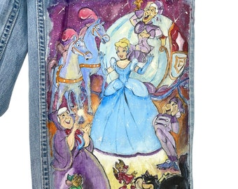 Vintage 1990s Hand Painted Cinderella Disney Gap Jeans measure 25 x 30 ~ 25w