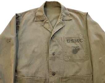 ジャケット・アウター VINTAGE USMC 40s Vintage WW2 USMC P41 Sz M ~ 1940s ~ Stencil Shirt Jacket Hbt
