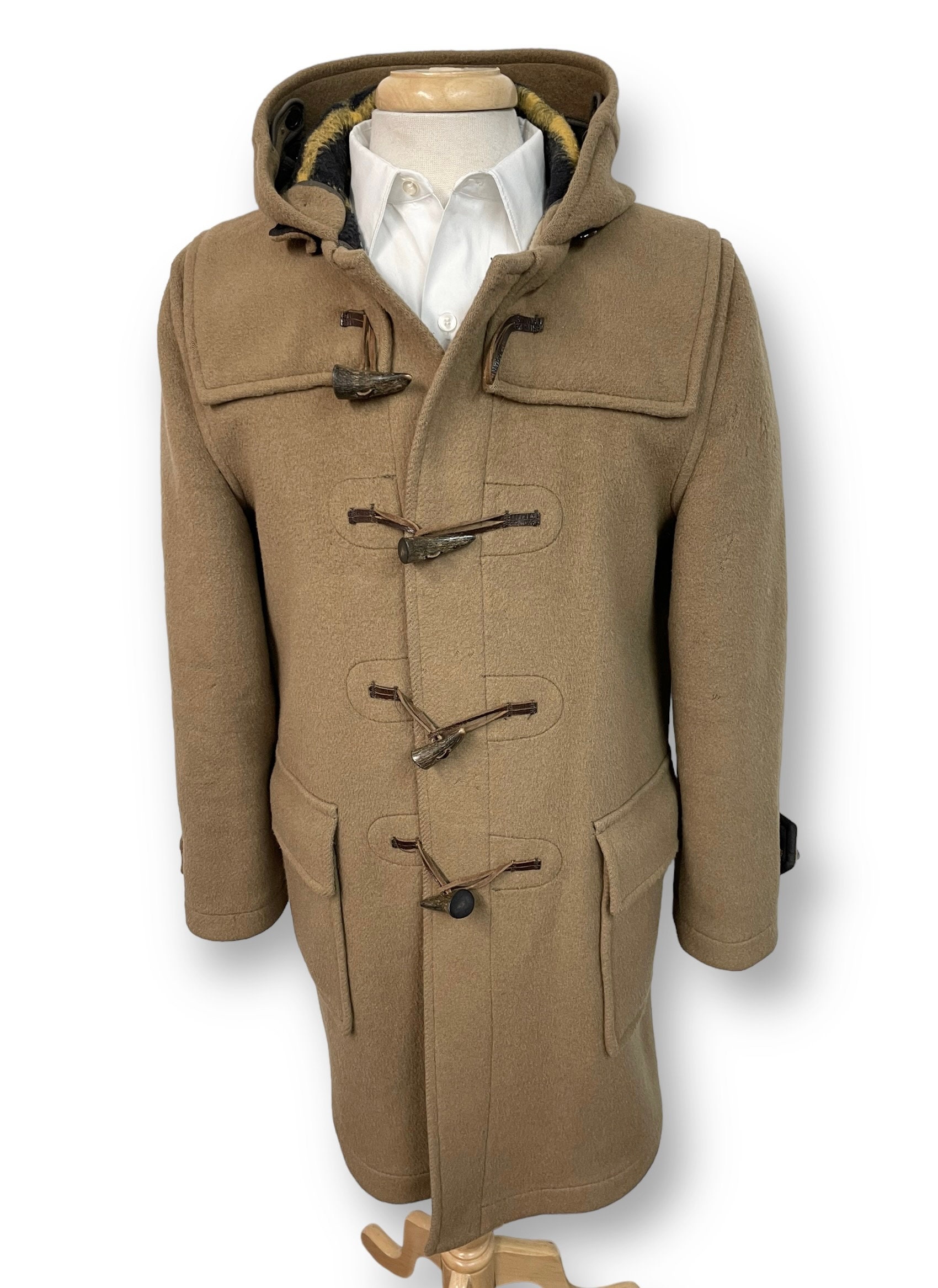 Vintage 1970s Gloverall Tan Beige Duffle Coat ~ Sz 38 Medium