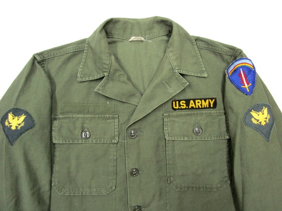 Vintage 1960s US Army Cotton OG107 Shirt sz S to M