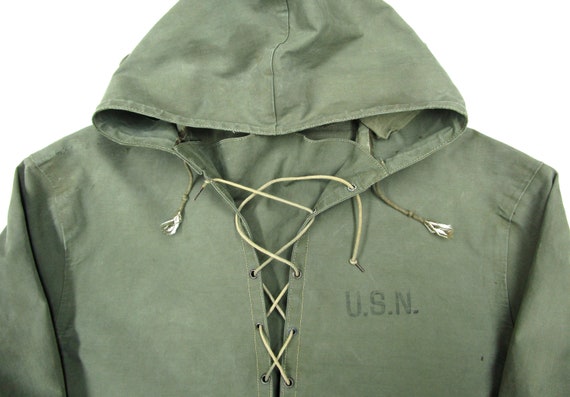 Vintage WW2 USN Hooded Pullover sz L ~ 1940s