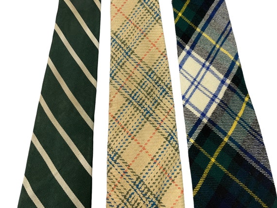 Vintage LOT of 3 1970s 1980s Preppy Tie ~ Brooks Brothers Striped Plaid ~ Necktie prep