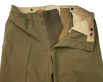 Vintage 1940s US Army Wool Trousers MODIFIED :) measure 39 x 31.5 ~ 39W pants